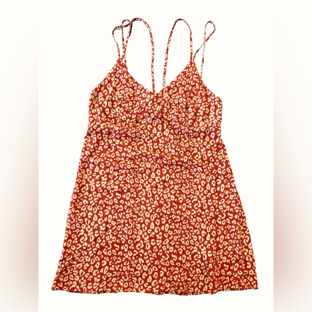 Kendall & Kylie Red Leopard Print Mini Dress Cutout Back Size M